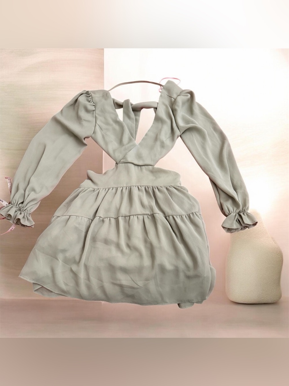 Women's Sage Long-Sleeve Tiered Mini Dress